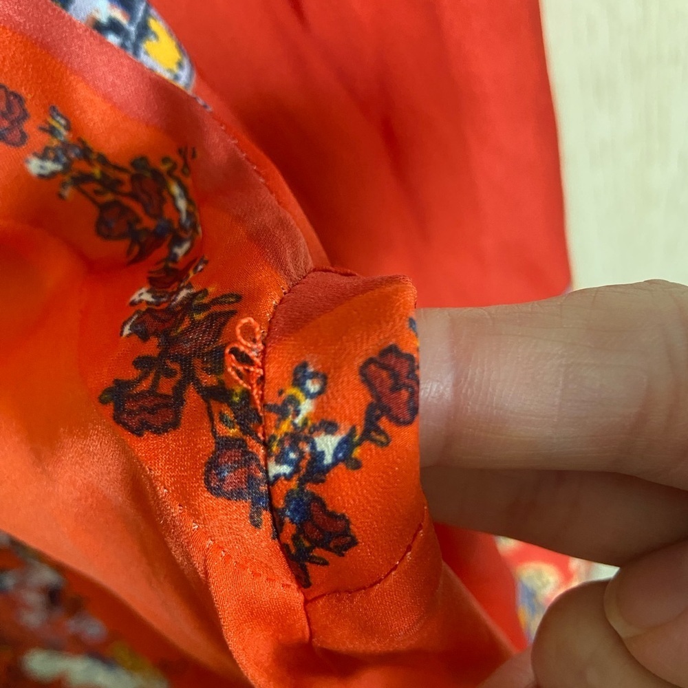 FREE PEOPLE Positano Printed Blouse in Red Orange Floral Sz Large - Picture 12 of 12